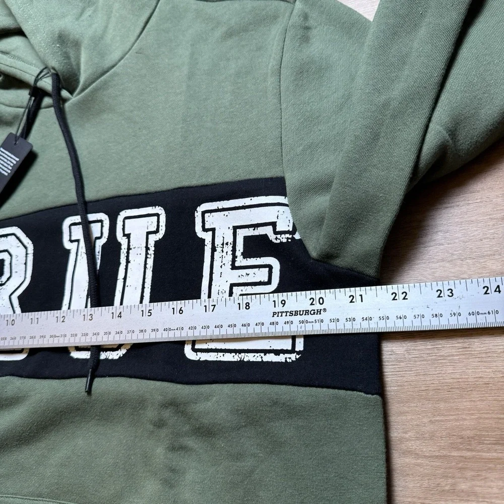 True‎ Religion Pullover Hoodie Mens Large Bronze Green Contrast Panel 700022 New